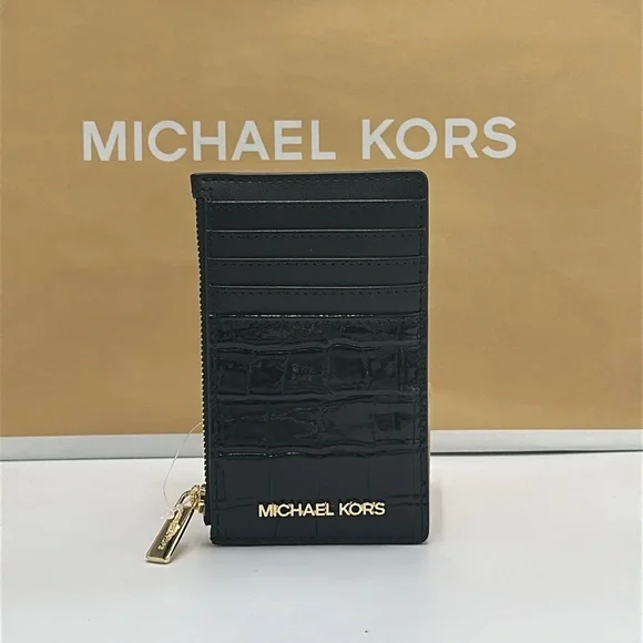 MICHAEL KORS JET SET TRAVEL MEDIUM TZ CARD CASE IN BLACK - Picture 2 of 10
